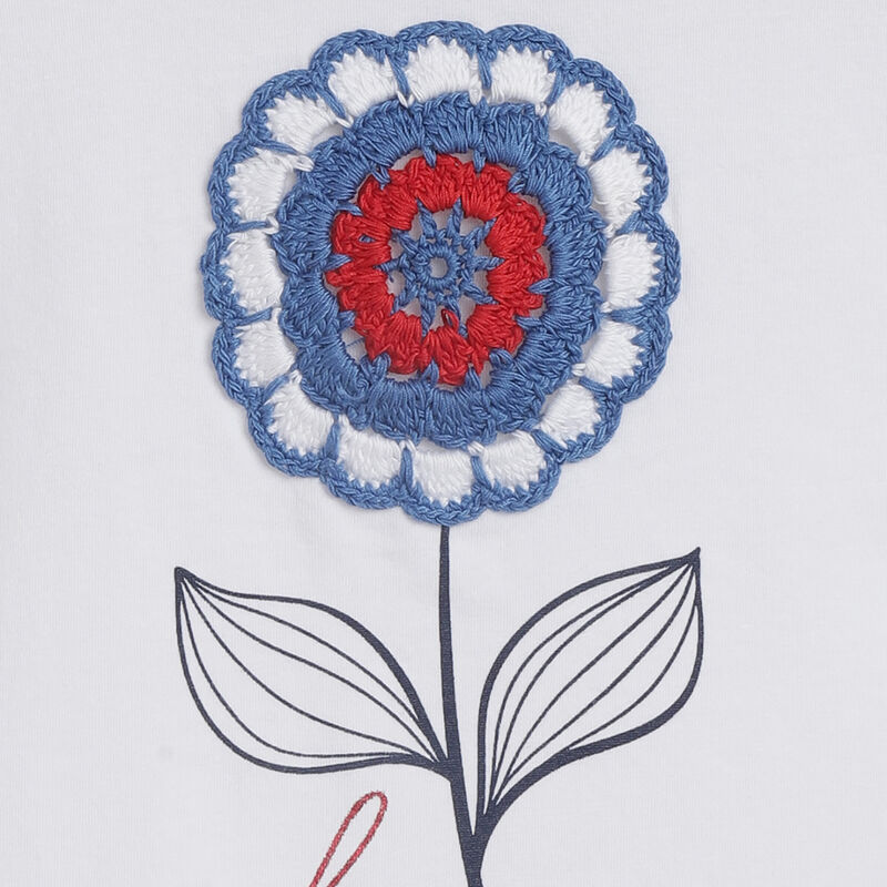 Girls White Applique Short Sleeve T-Shirt image number 3